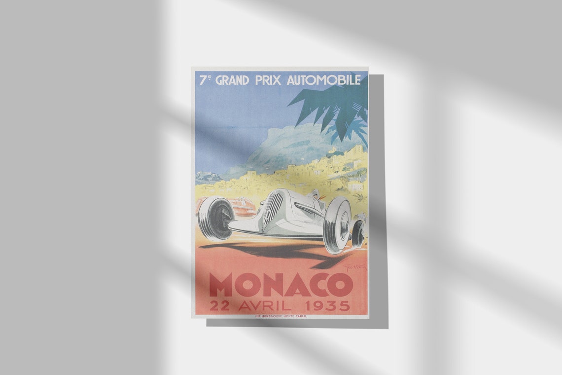 Vintage F1 Racing Art Monaco 1931 Grand Prix Poster Race Car Print Race Fan Gift Cars Print Vintage Cars Poster Vintage Art Print - Image 2