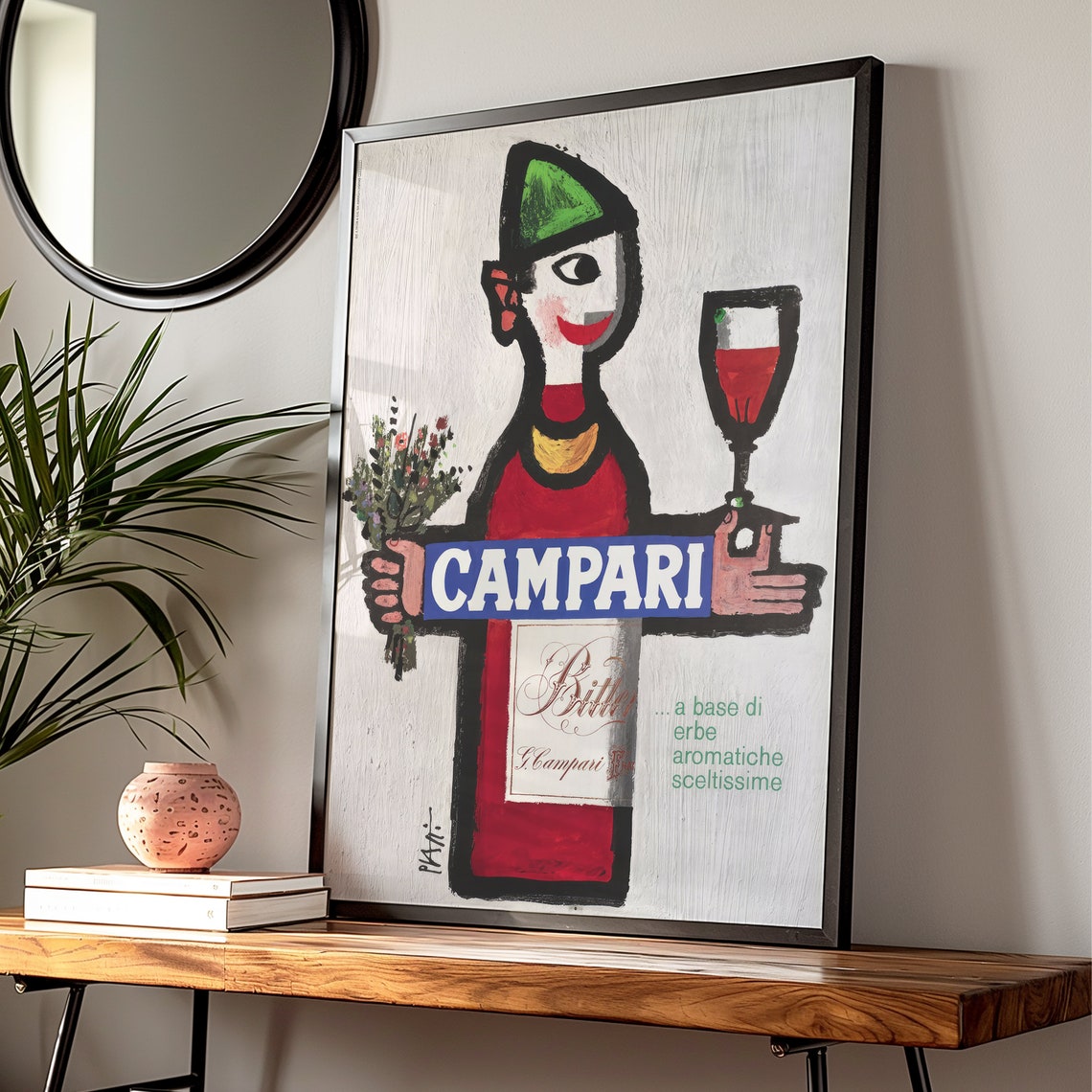 Campari Bitter Bottle Figure Vintage Italian Advertising Art Poster - Image 2