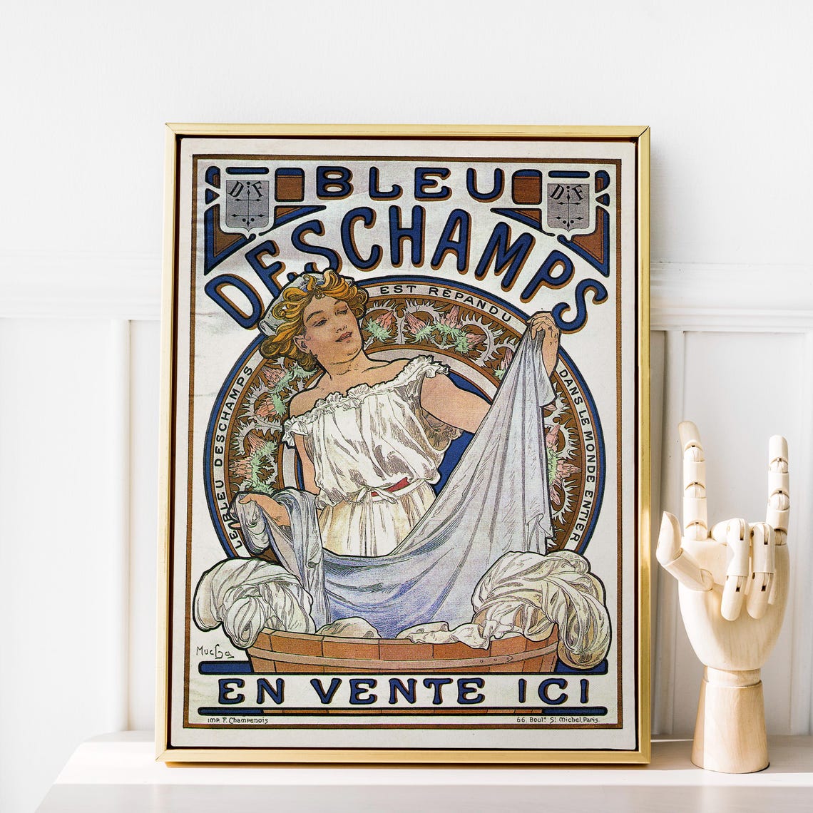 Alphonse Mucha Bleu Deschamps Laundry Art Nouveau Advertising Poster - Image 2