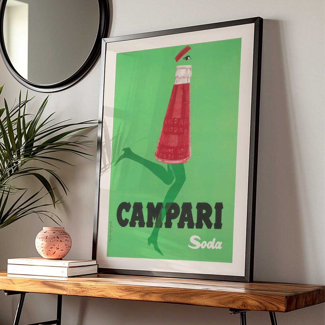 Campari Soda Vintage Italian Ad Poster With Dancing Bottle Art - Image 2