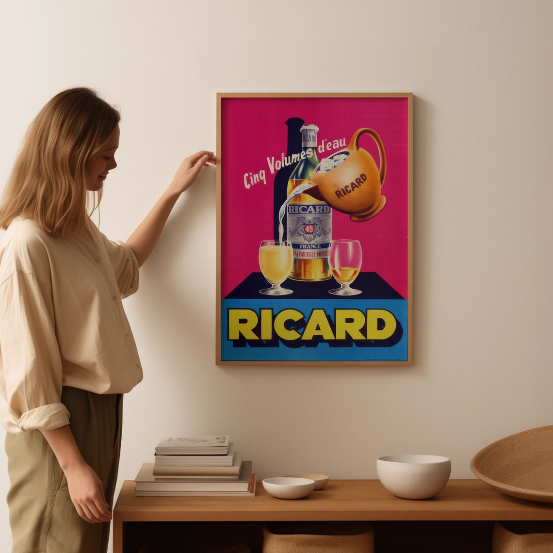 Vintage Ricard Pastis Classic French Liquor Advertising Poster - Image 2