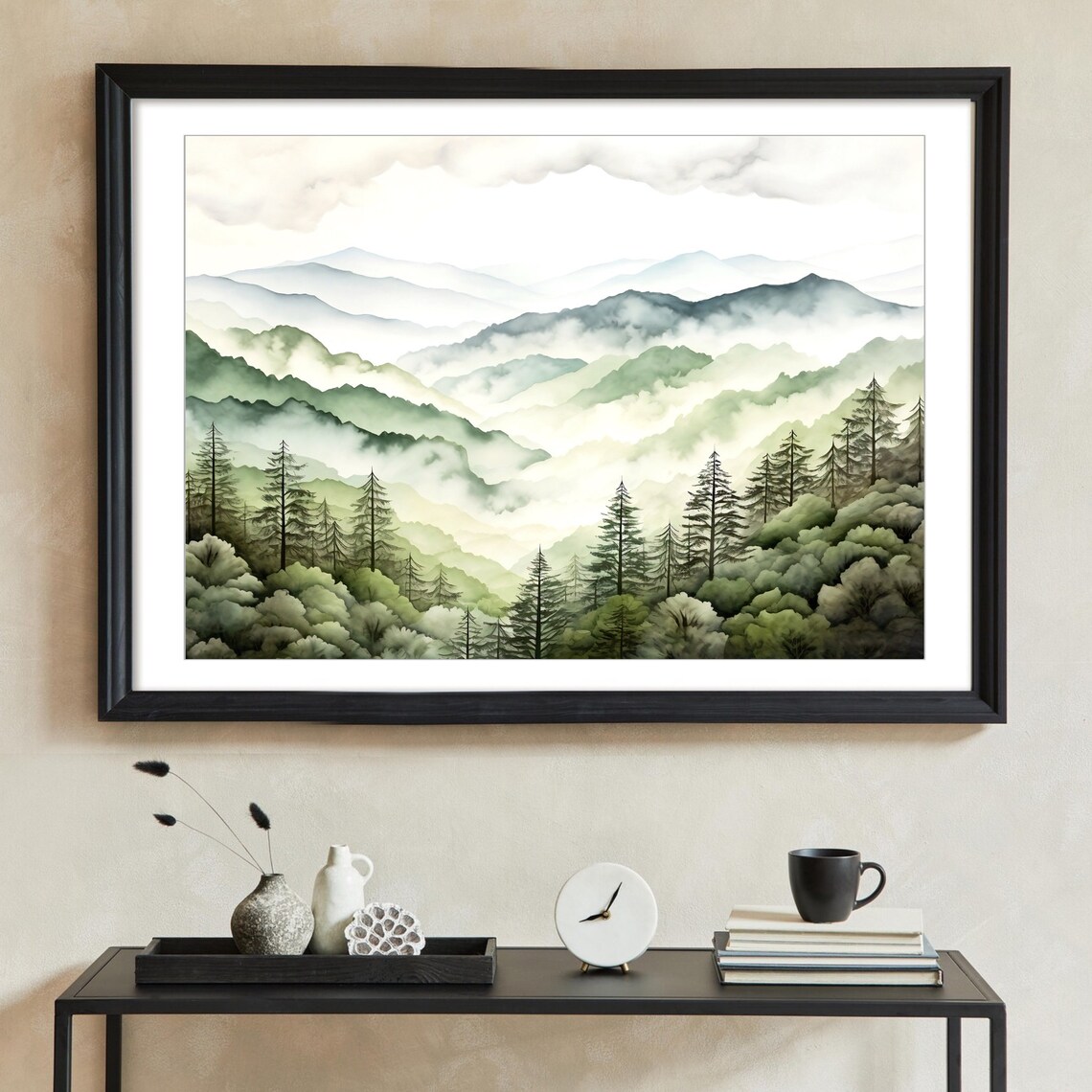 Great Smoky Mountain Watercolor Art Print, Misty Forest - Image 2