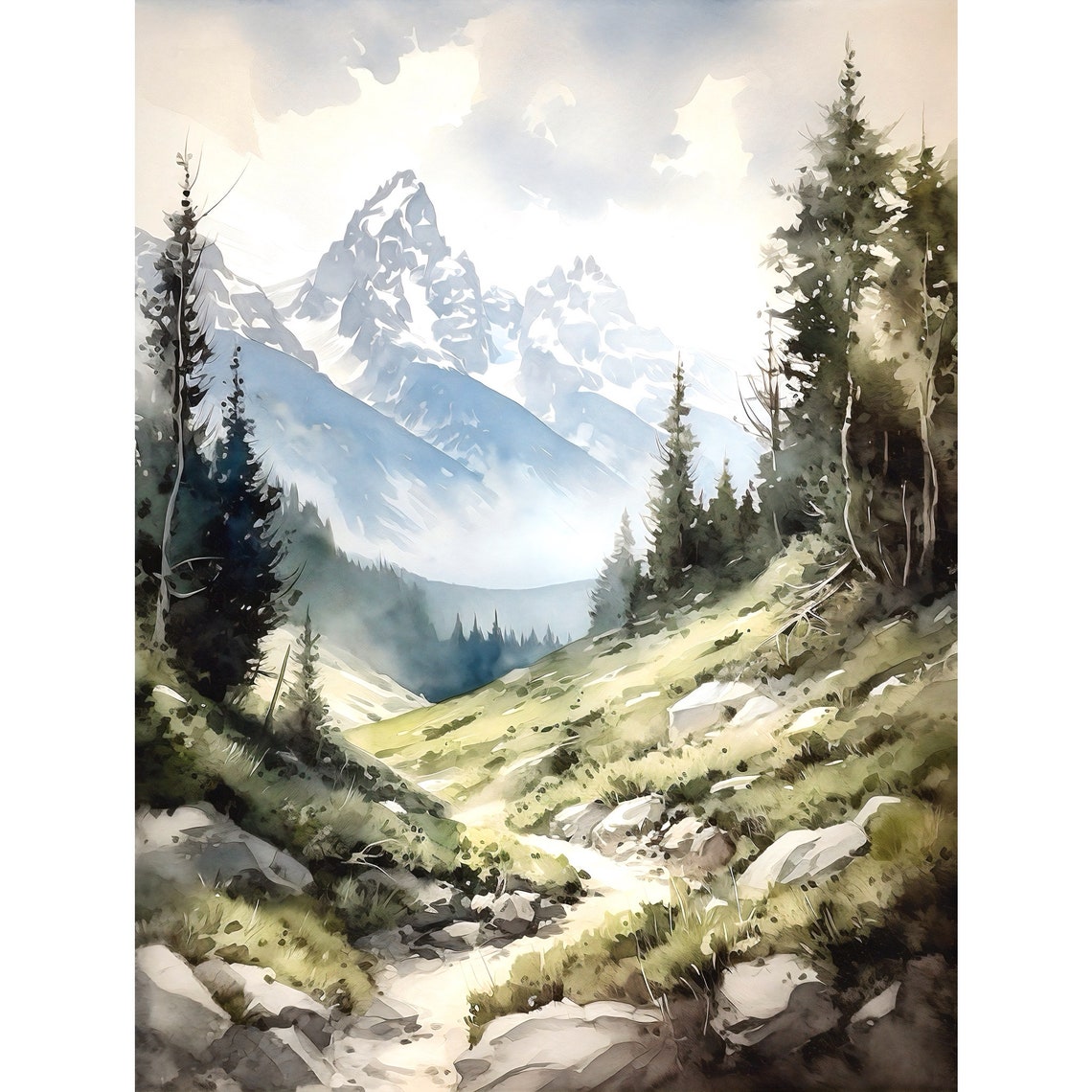 Grand Teton Art Print Grand Tetons National Park Watercolor Print Mountain Wall Art National Park Art Mountain Print Home Decor Gift - Image 2