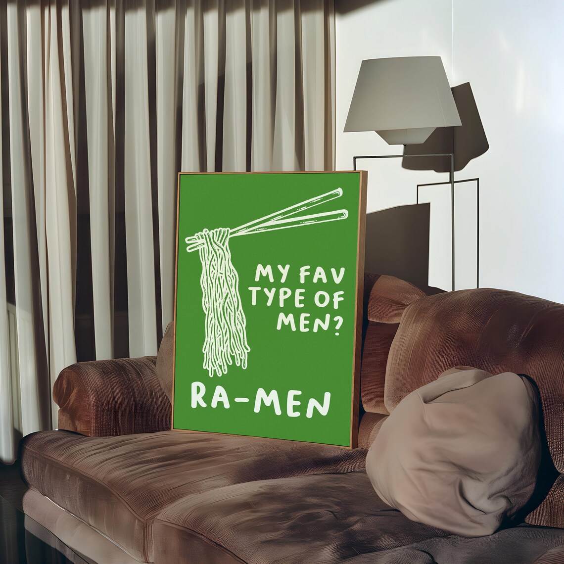 My Fav Type Of Men Ra Men Funny Ramen Noodle Pun Green Poster - Image 2