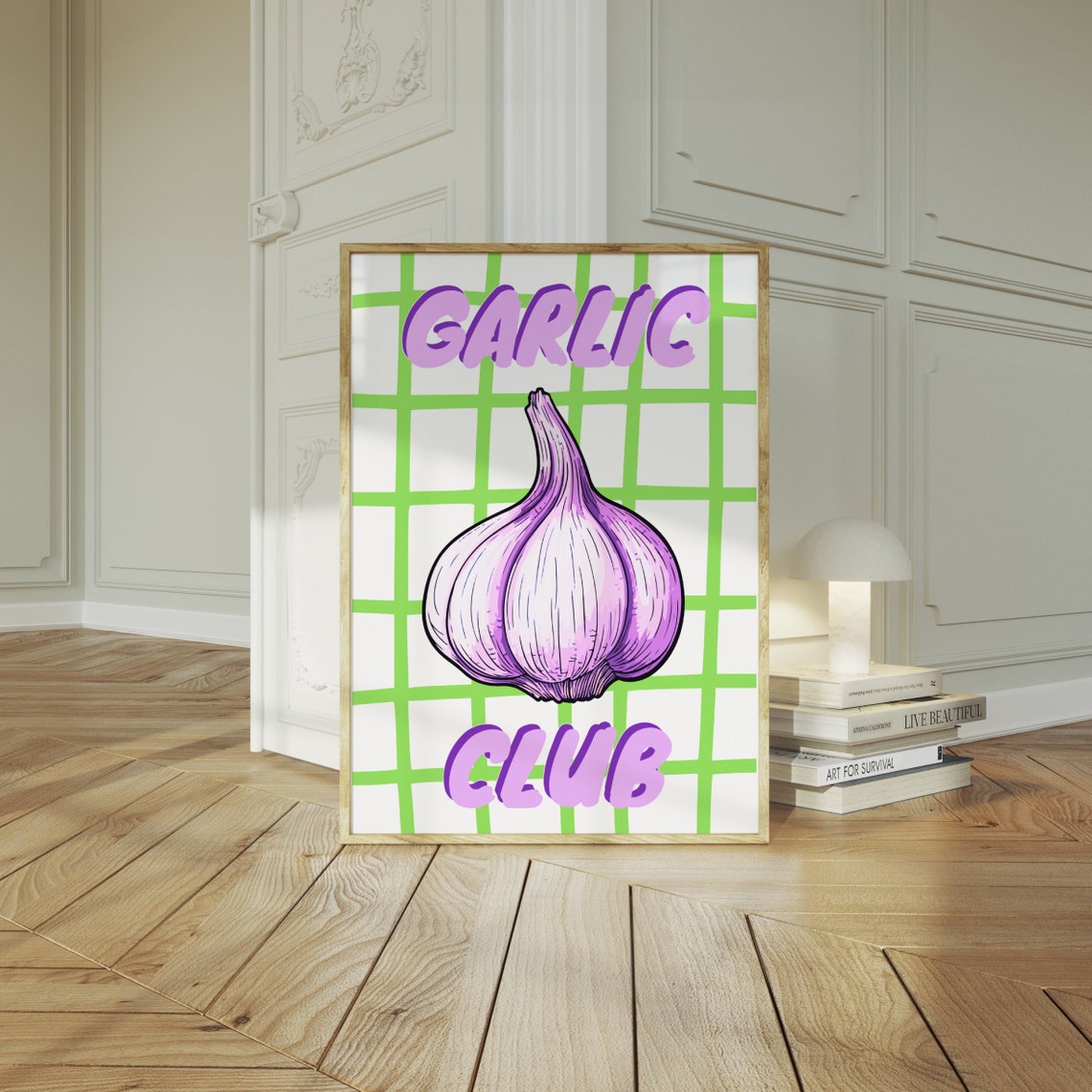Garlic Club Black Frame Purple Kitchen Food Typography Poster - Image 2