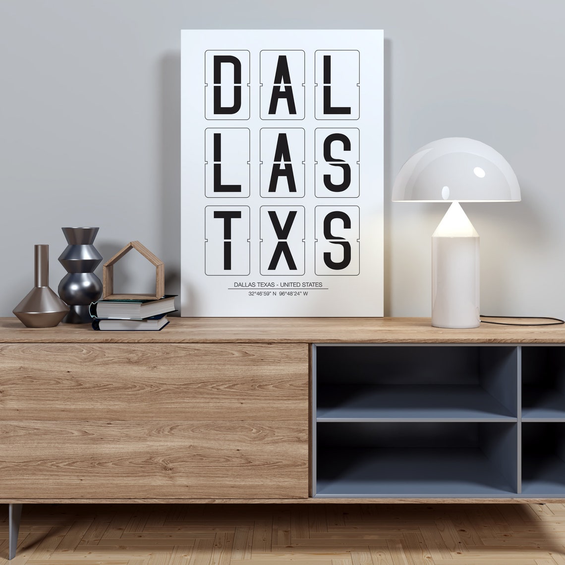 Dallas Texas Split Flap Departure Board Coordinates City Poster - Image 2