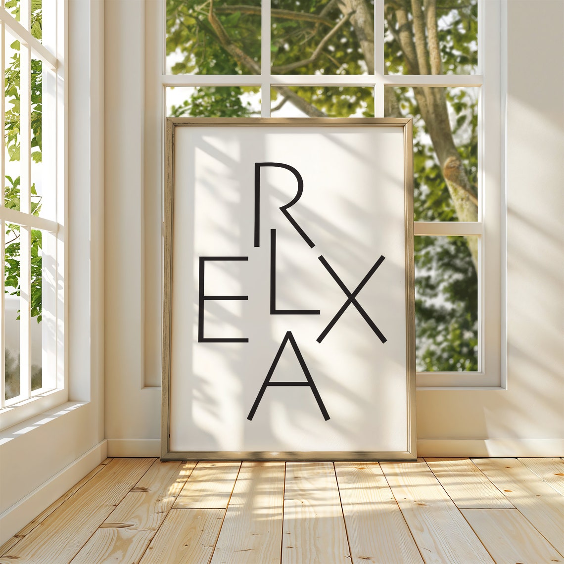 Relax Stacked Modernist Letters Minimalist Typography Poster - Image 2