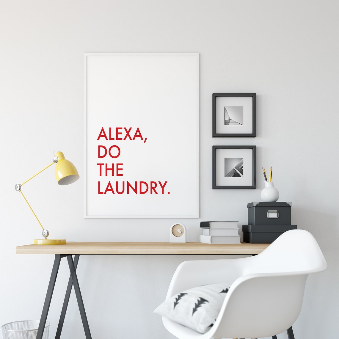 Alexa Do the Laundry Funny Red Typography Smart Home Quote Poster - Image 2
