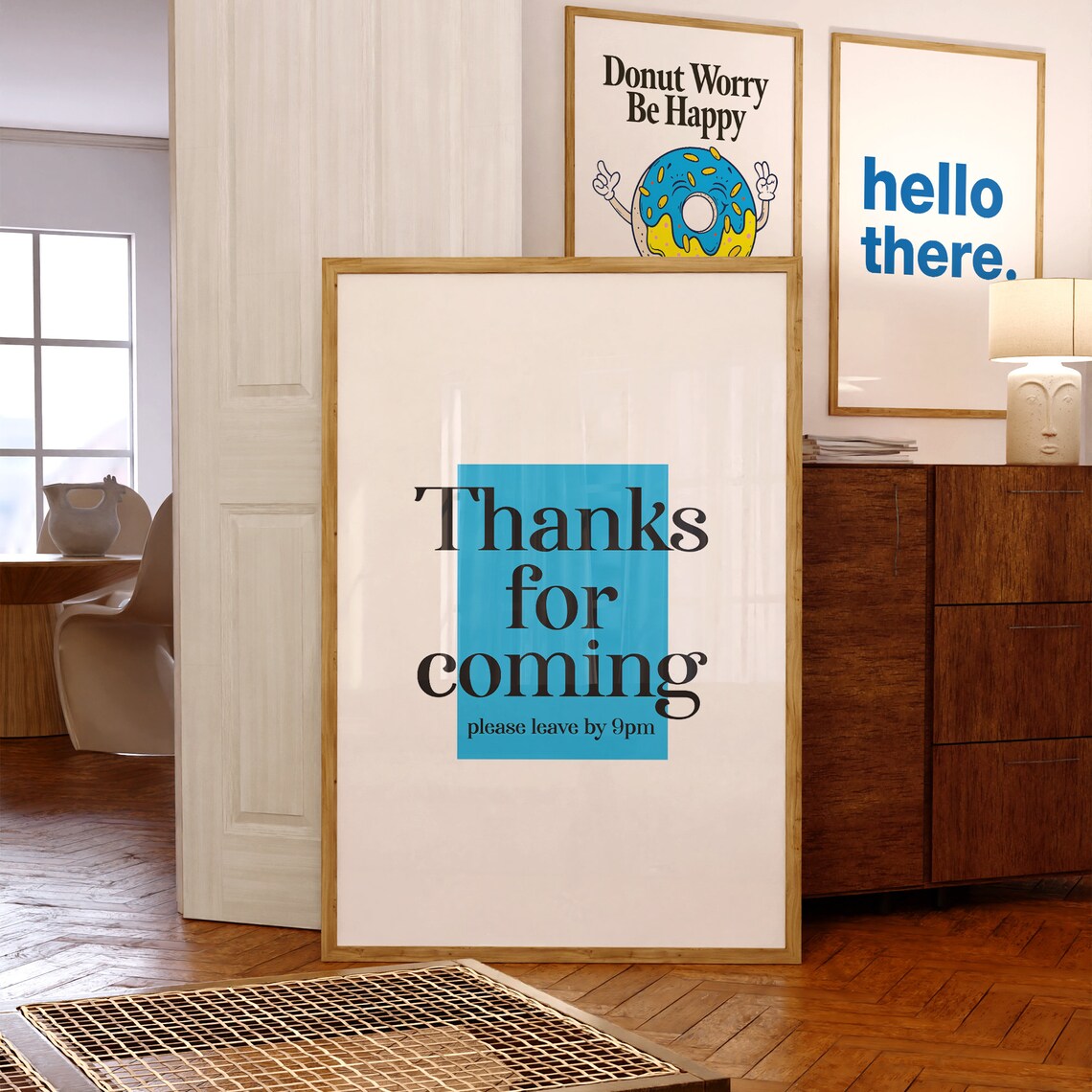 Thanks For Coming Print Blue Typography Wall Art Print Bar Art Poster Living Room Decor Funny Wall Art Funny Hosting - Image 2