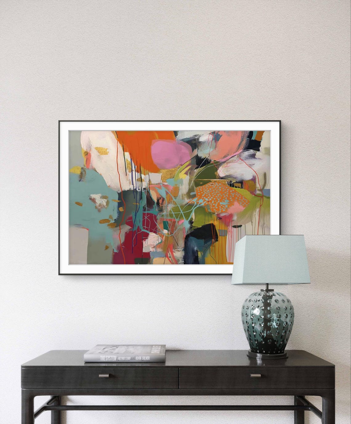 Colorful Abstract Art Print Large Neutral Wall Decor Modern Poster