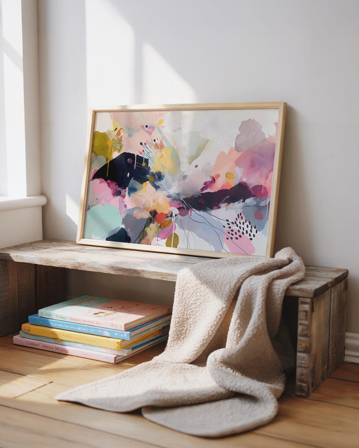 Colorful Abstract Art Print Large Neutral Wall Decor Poster