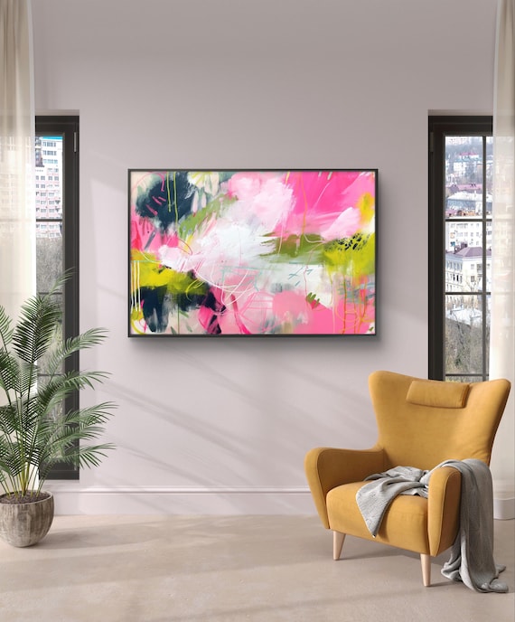 Colorful Abstract Art Print Large Neutral Wall Decor Canvas Painting