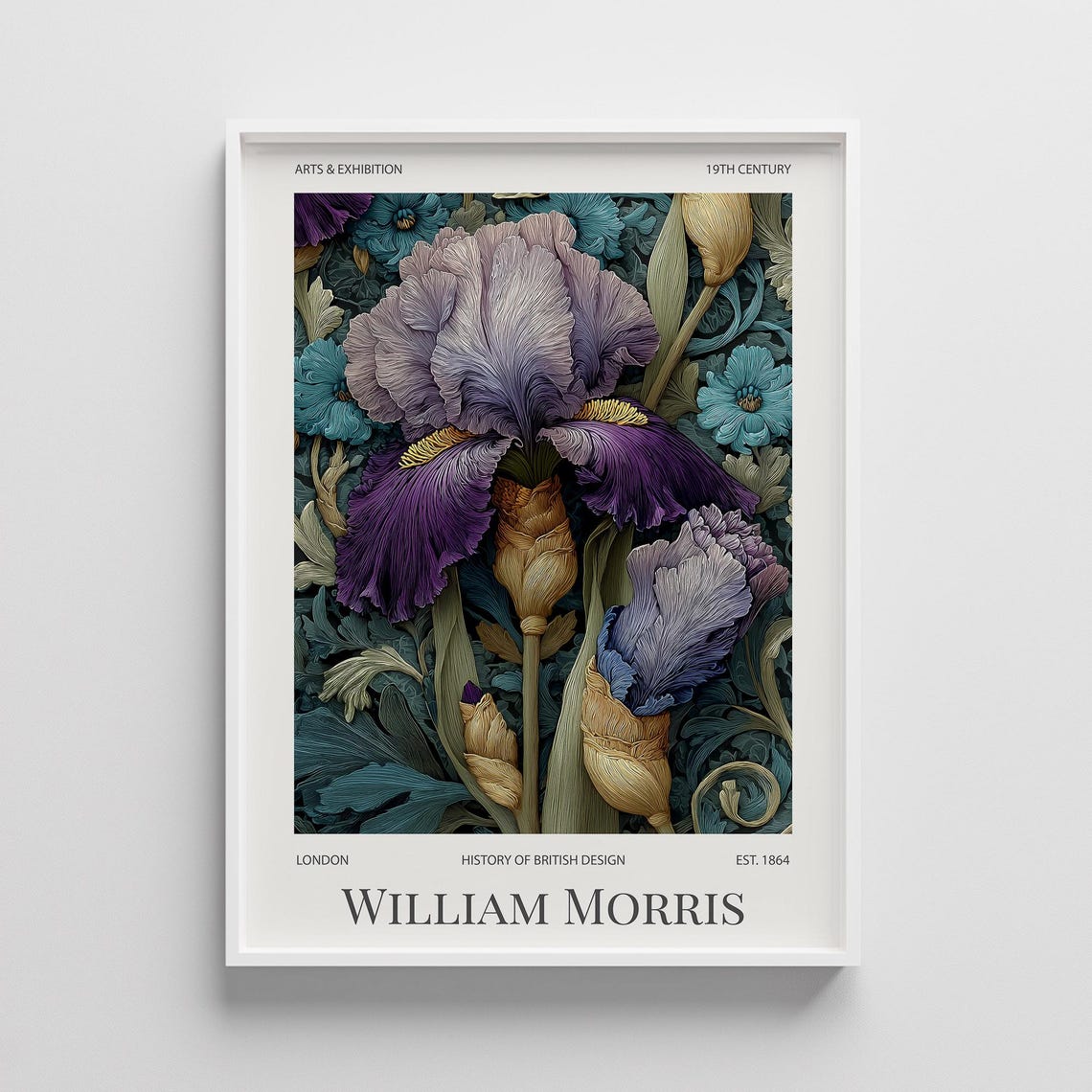 William Morris Purple Iris Exhibition Floral Vintage Art Poster