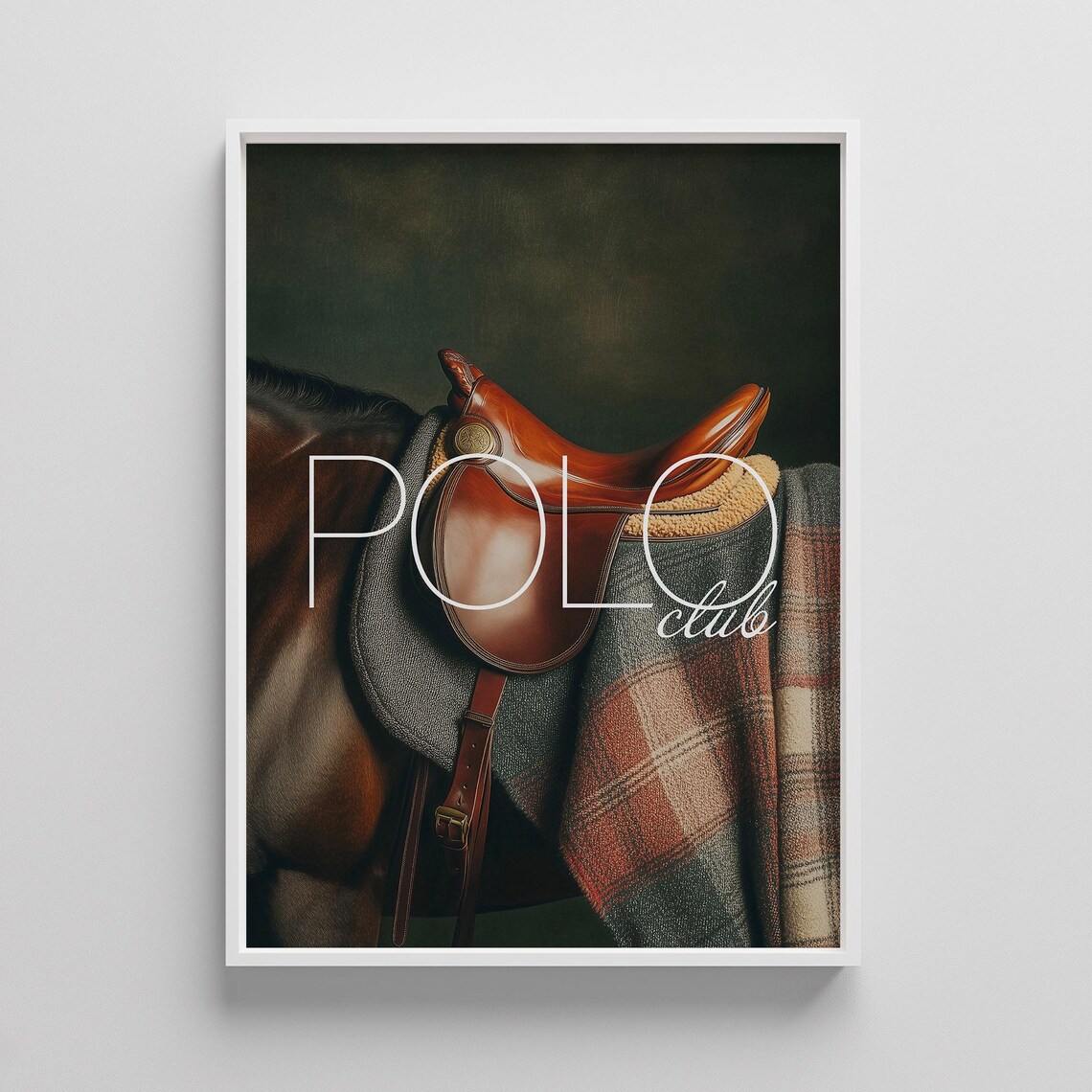 POLO Club Equestrian Leather Saddle Dark Moody Preppy Style Poster