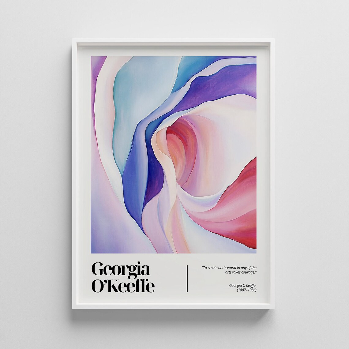 Georgia Okeeffe-Inspired Blue Abstract Art Print