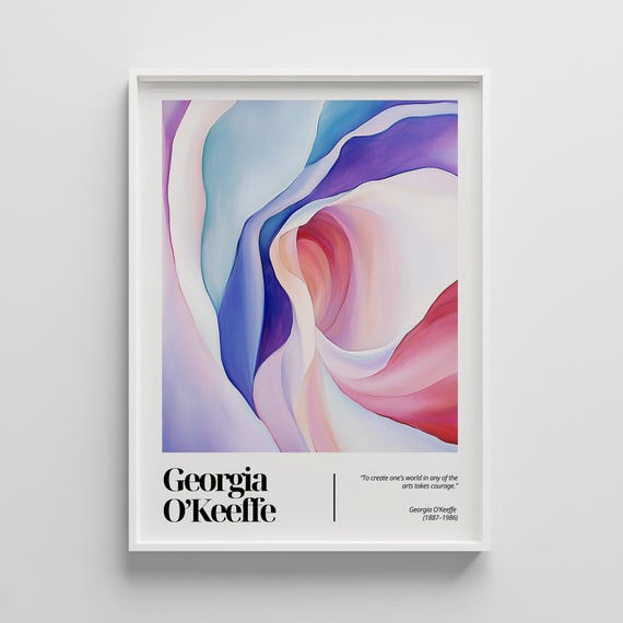 Georgia Okeeffe-Inspired Blue Abstract Art Print