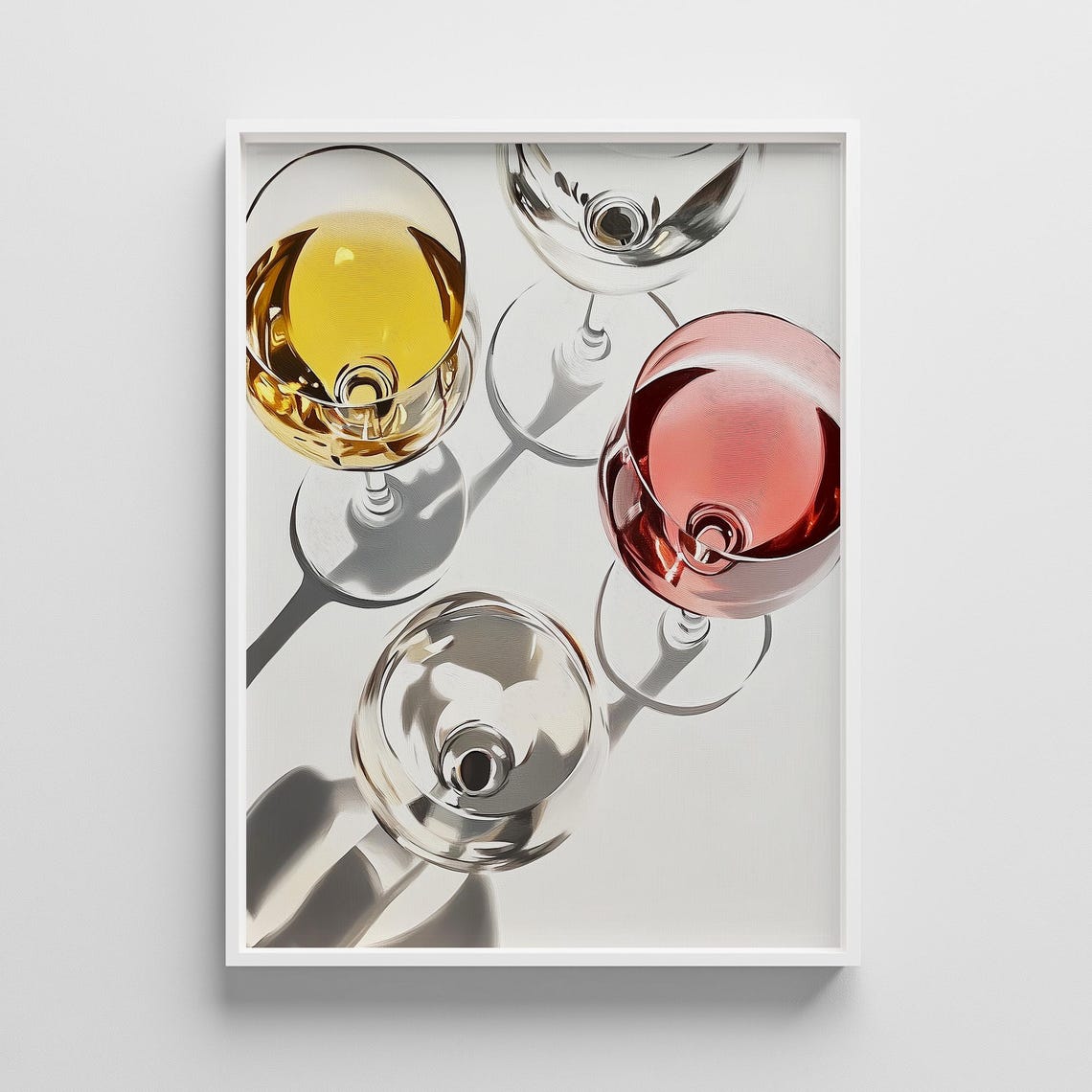Wine Glasses From Above White Red Rose Chic Still Life Poster