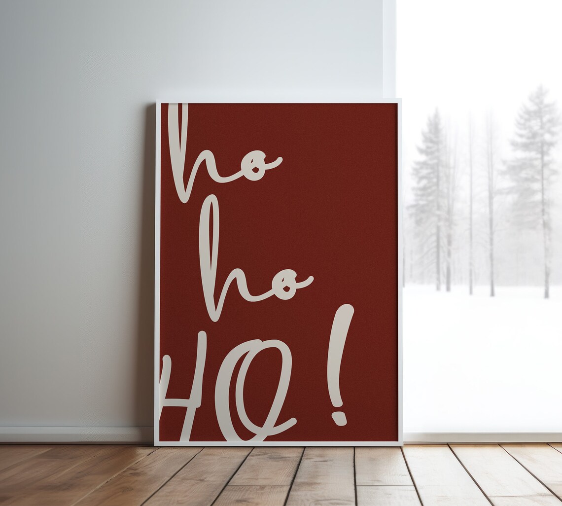 Ho Poster, Modern Typography Christmas Wall Art