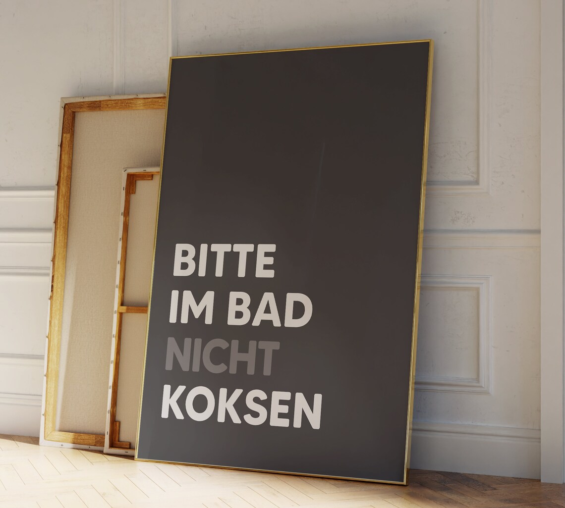 Bitte Im Bad Nicht Koksen Funny Bathroom Poster Print