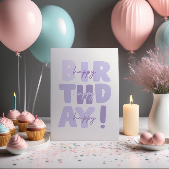 Birthday Card For Kid Purple Birthday Card Cute Birthday Card Birthday Greeting Card Bday Card Bday Card For Kid Lilac Card