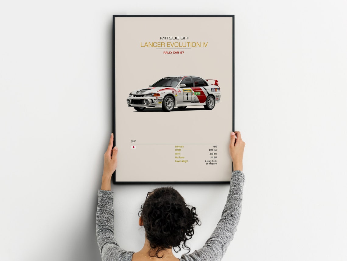 Mitsubishi Lancer Evolution IV 1997 Rally Car Spec Sheet Poster - Image 2