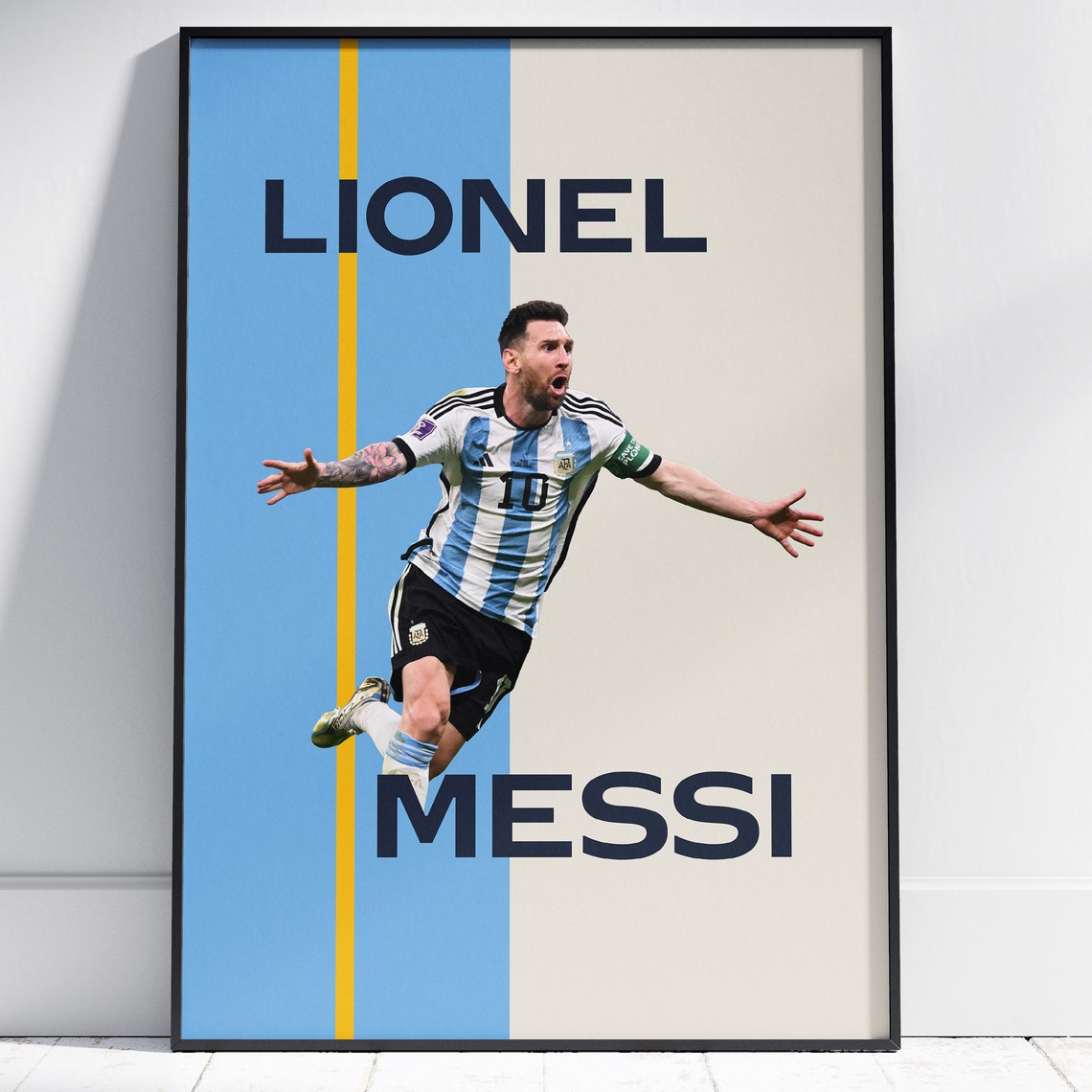 Lionel Messi Argentina Number 10 Bold Typography Soccer Poster