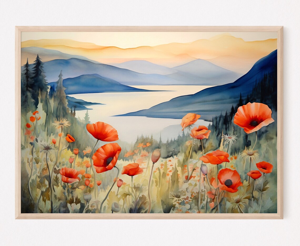 Columbia Gorge Watercolor Landscape Art Print