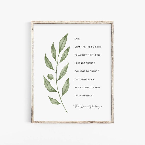 Serenity Prayer Botanical Scripture Wall Art Print