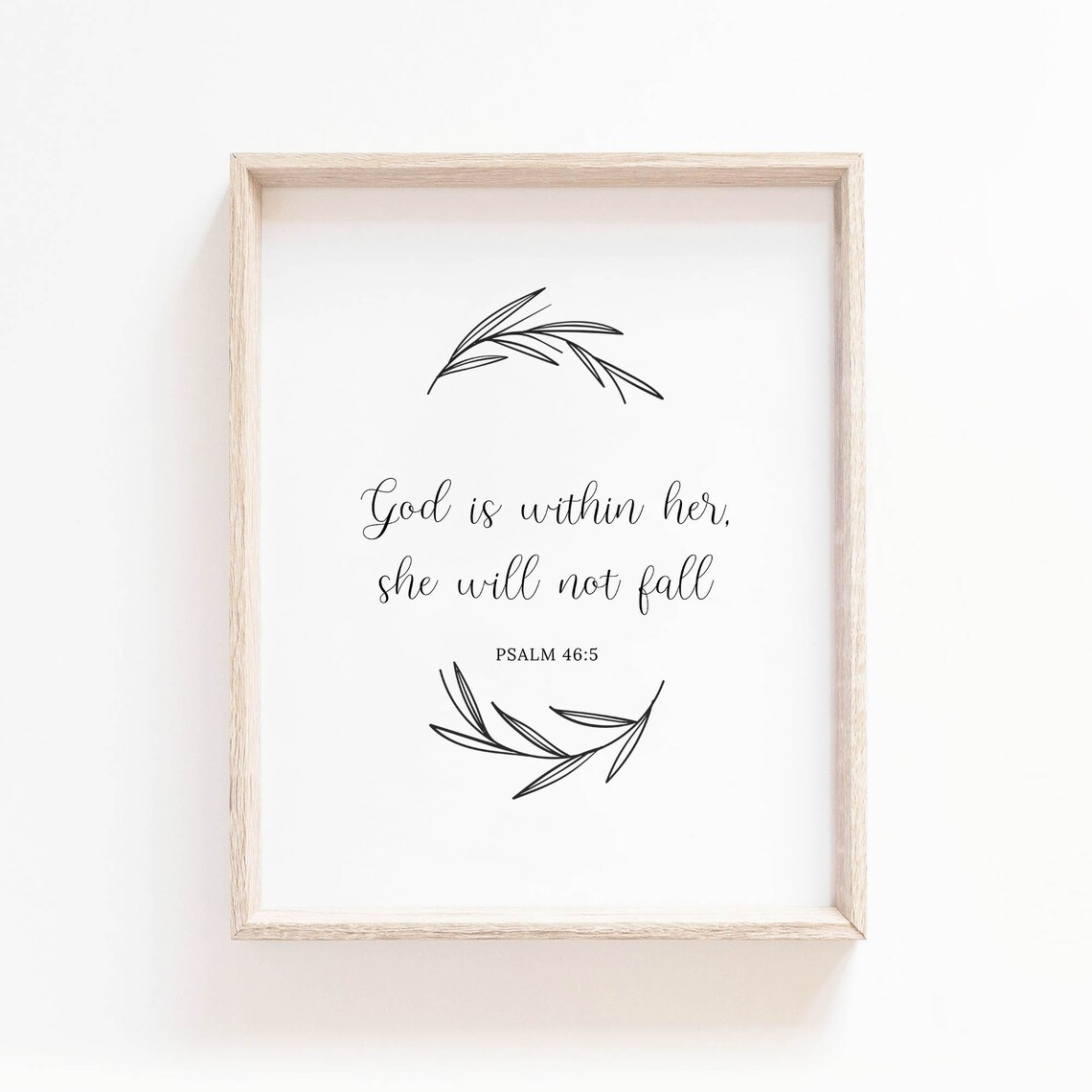 Psalm 46:5 God Is Within Her She Will Not Fall Minimalist Line Art Poster