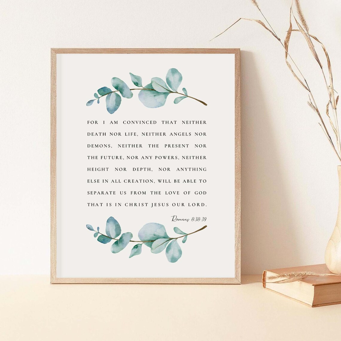 Romans 8:38-39 Bible Verse, Botanical Scripture Sign - Image 2