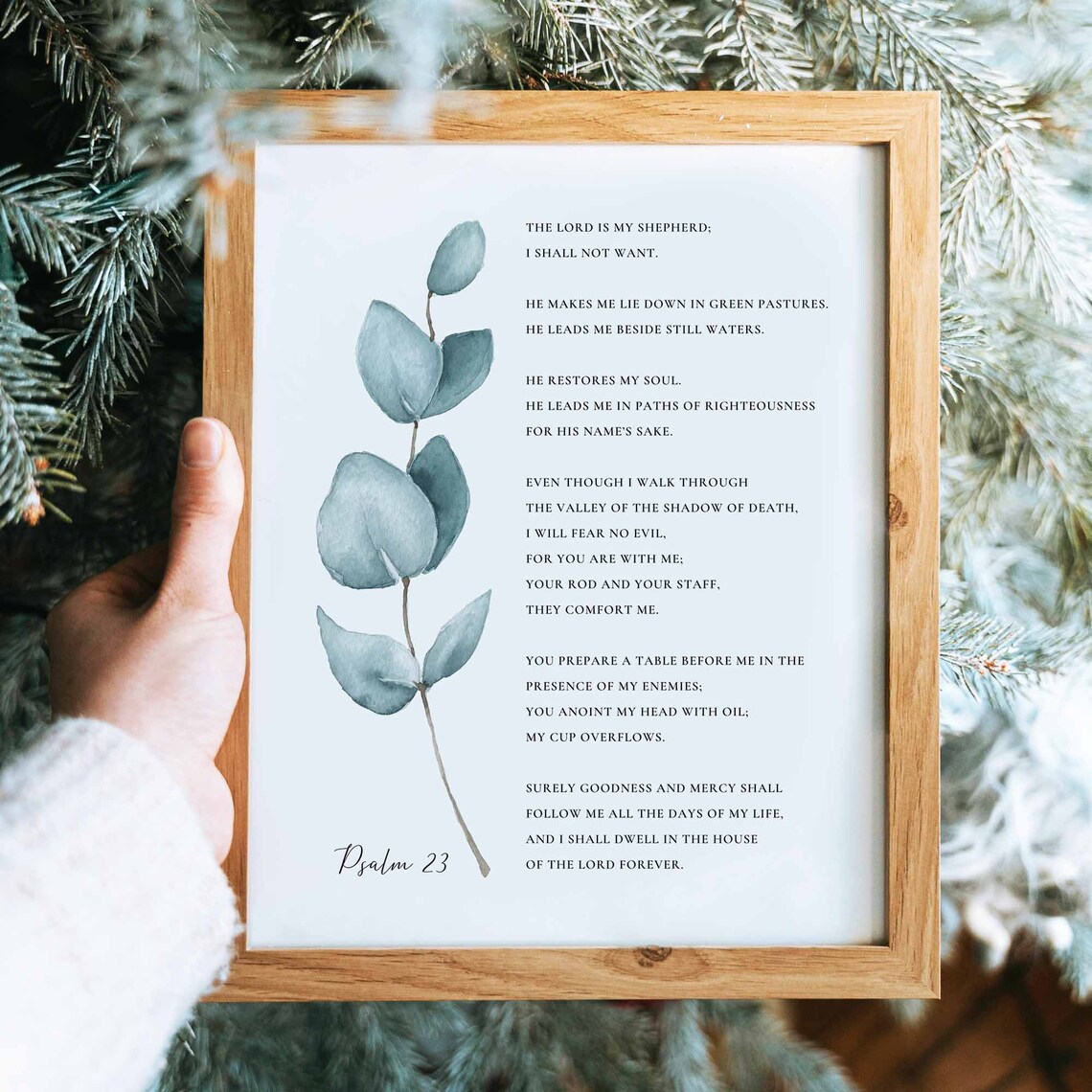 Psalm 23 Shepherd Text Eucalyptus Sprig Scripture Verse Poster - Image 2