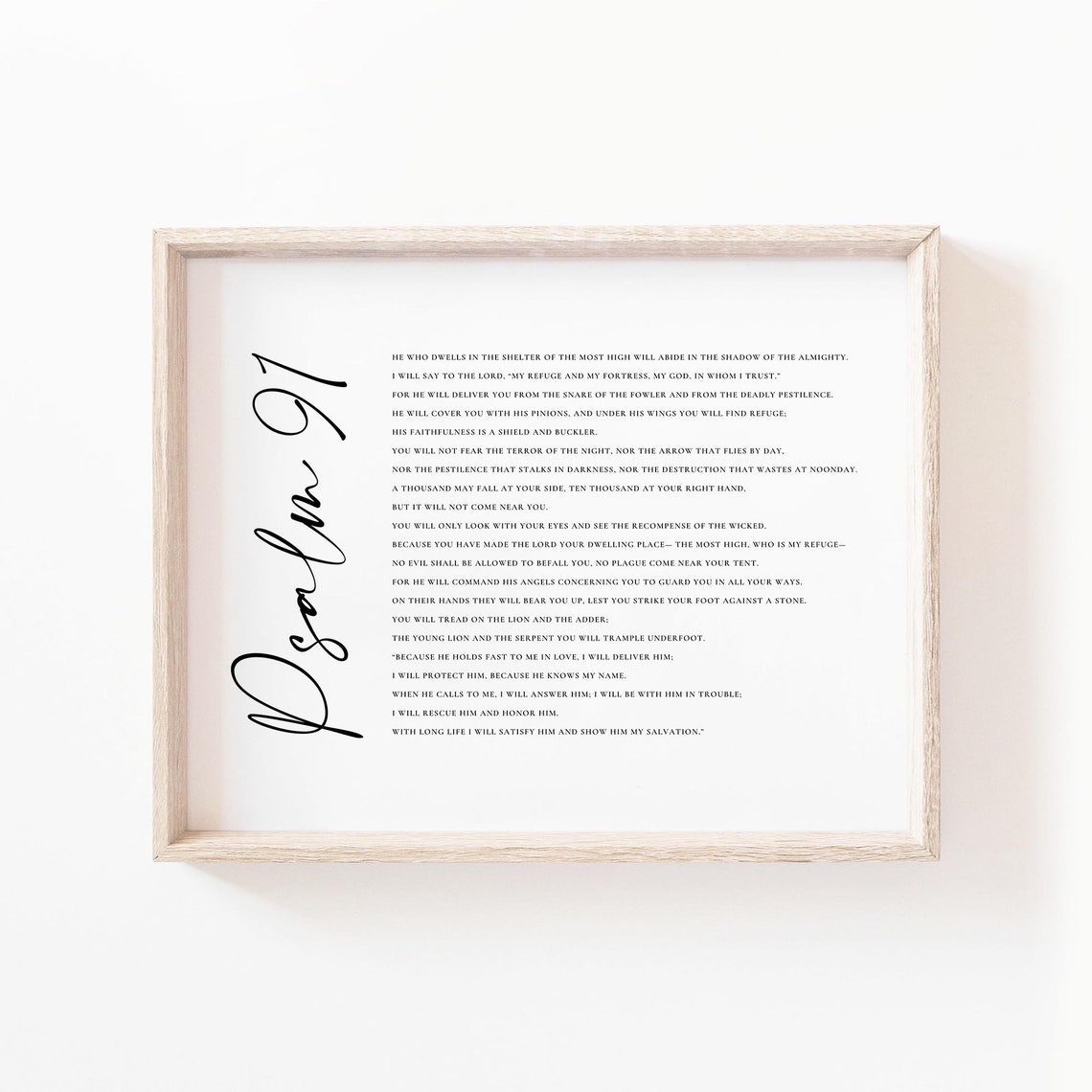 Psalm 91 Scripture Art Print, Christian Home Decor