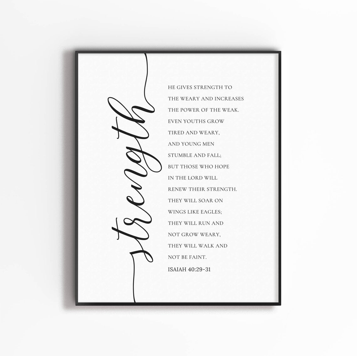 Isaiah 40:29-31 Bible Verse Poster, Minimal Scripture