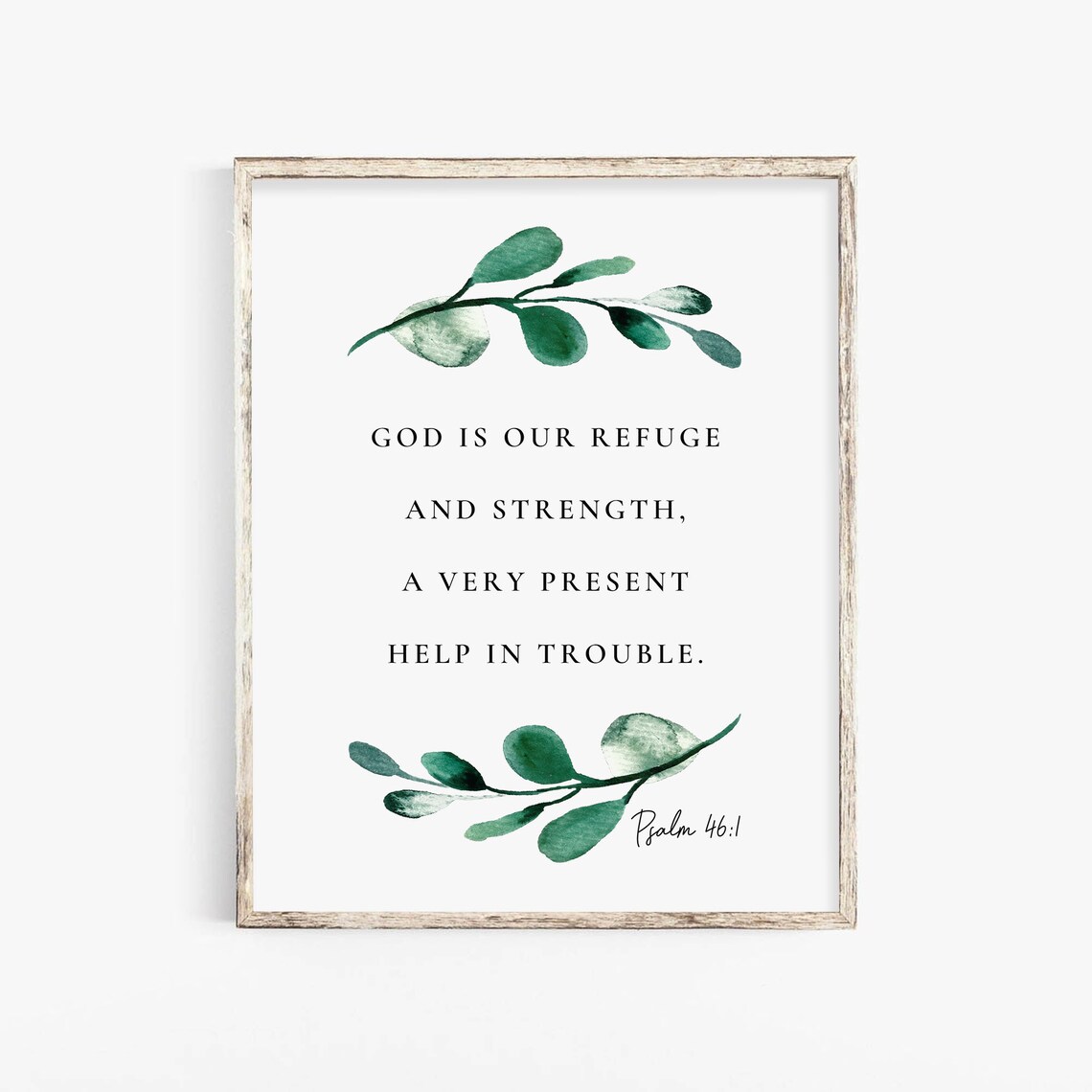 Psalm 46:1 God Is Our Refuge and Strength Christian Watercolor Poster - Image 2