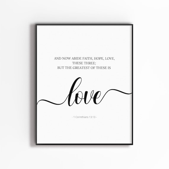 And Now Abide Faith Hope Love 1 Corinthians 13:13 Black Frame Poster