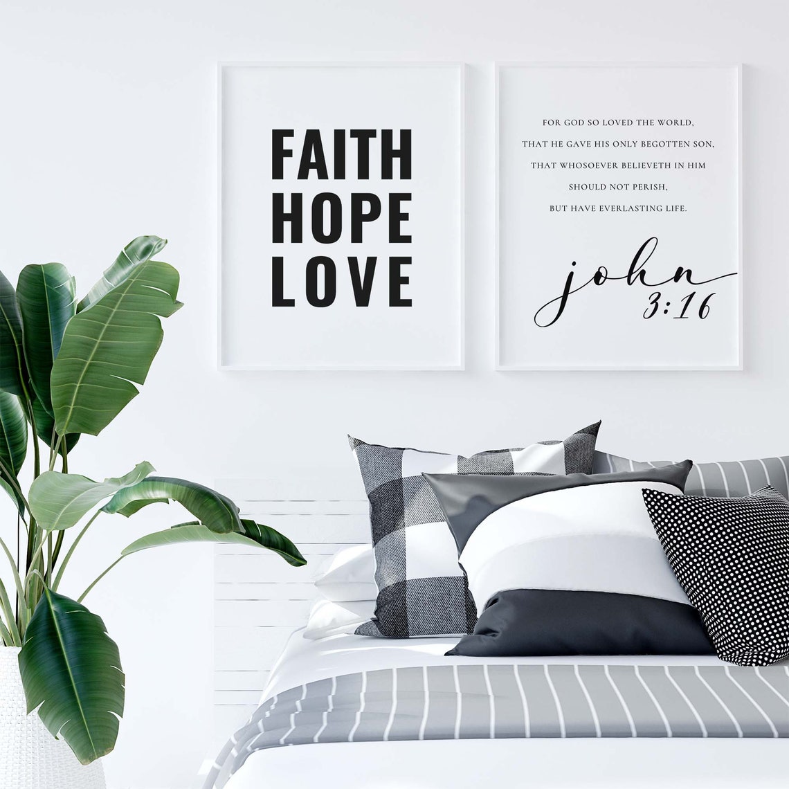 John 3:16 Bible Verse Typography Poster, Christian Home - Image 2