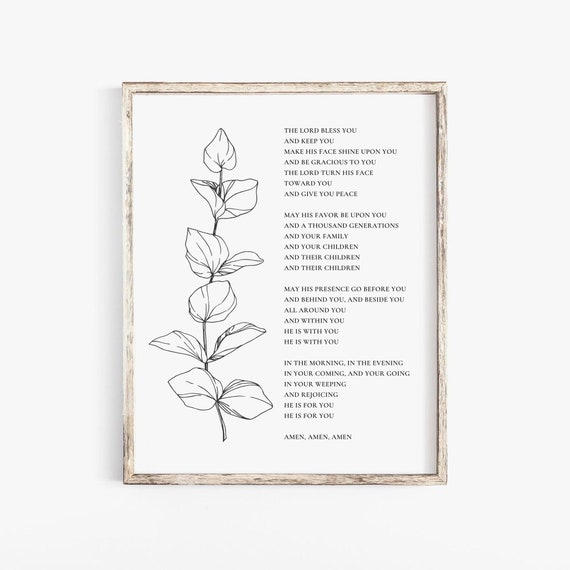 The Blessing Numbers 6:24-26 Botanical Art Print
