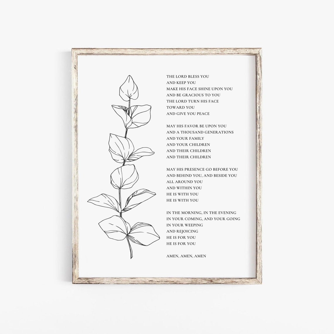 The Blessing Numbers 6:24-26 Botanical Art Print