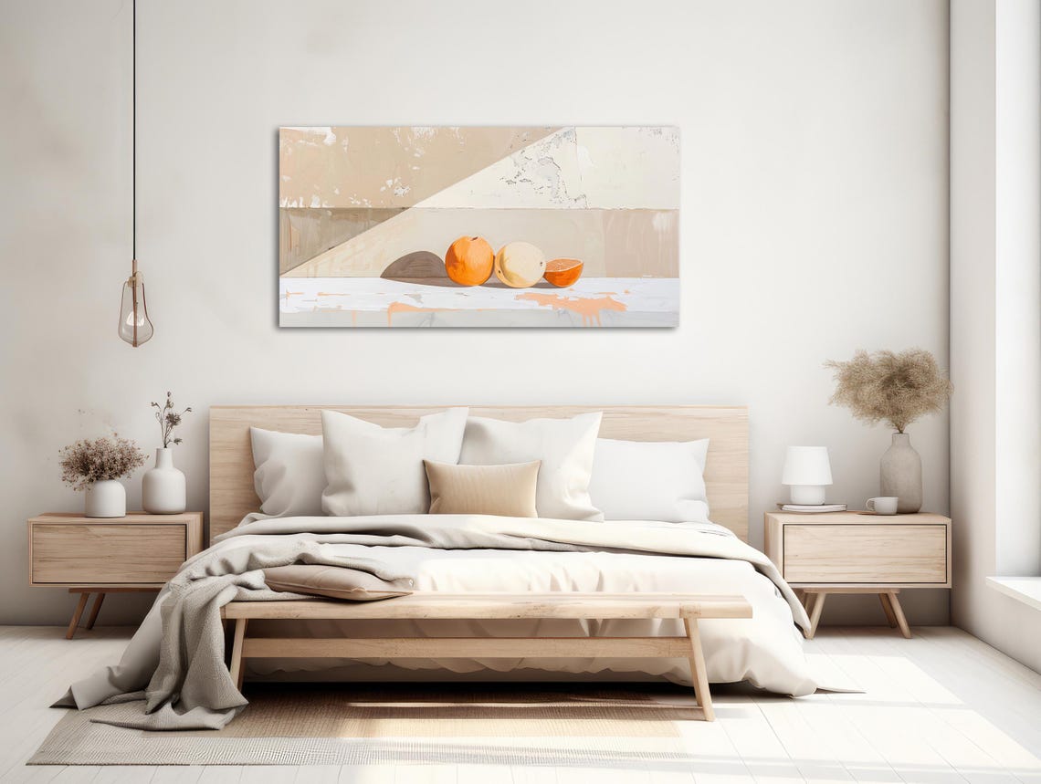 Minimal Still Life Painting Oranges Beige Neutral Fruit Wall Poster - Image 2
