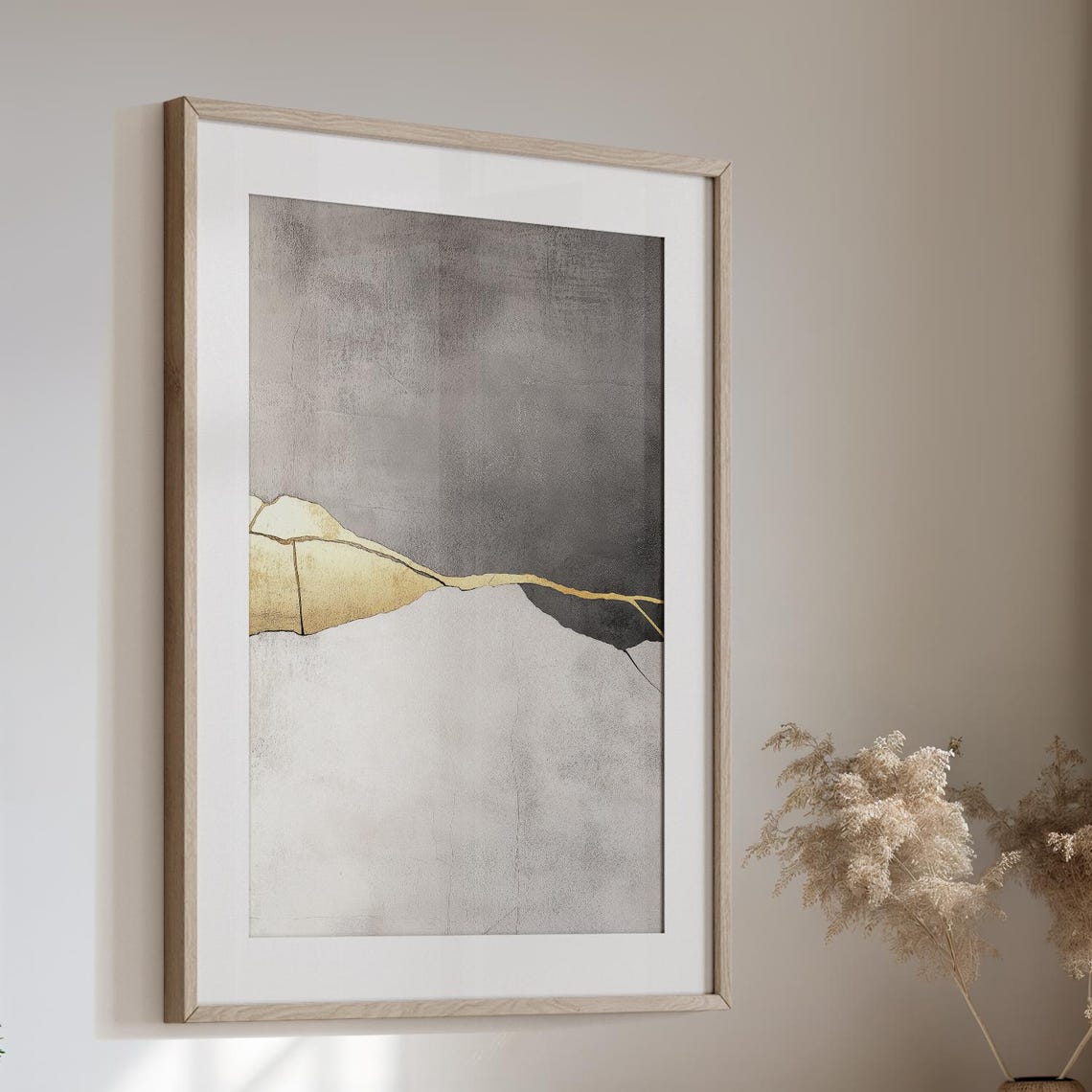 Cracked Harmony Japandi Zen Abstract Art Print - Image 3