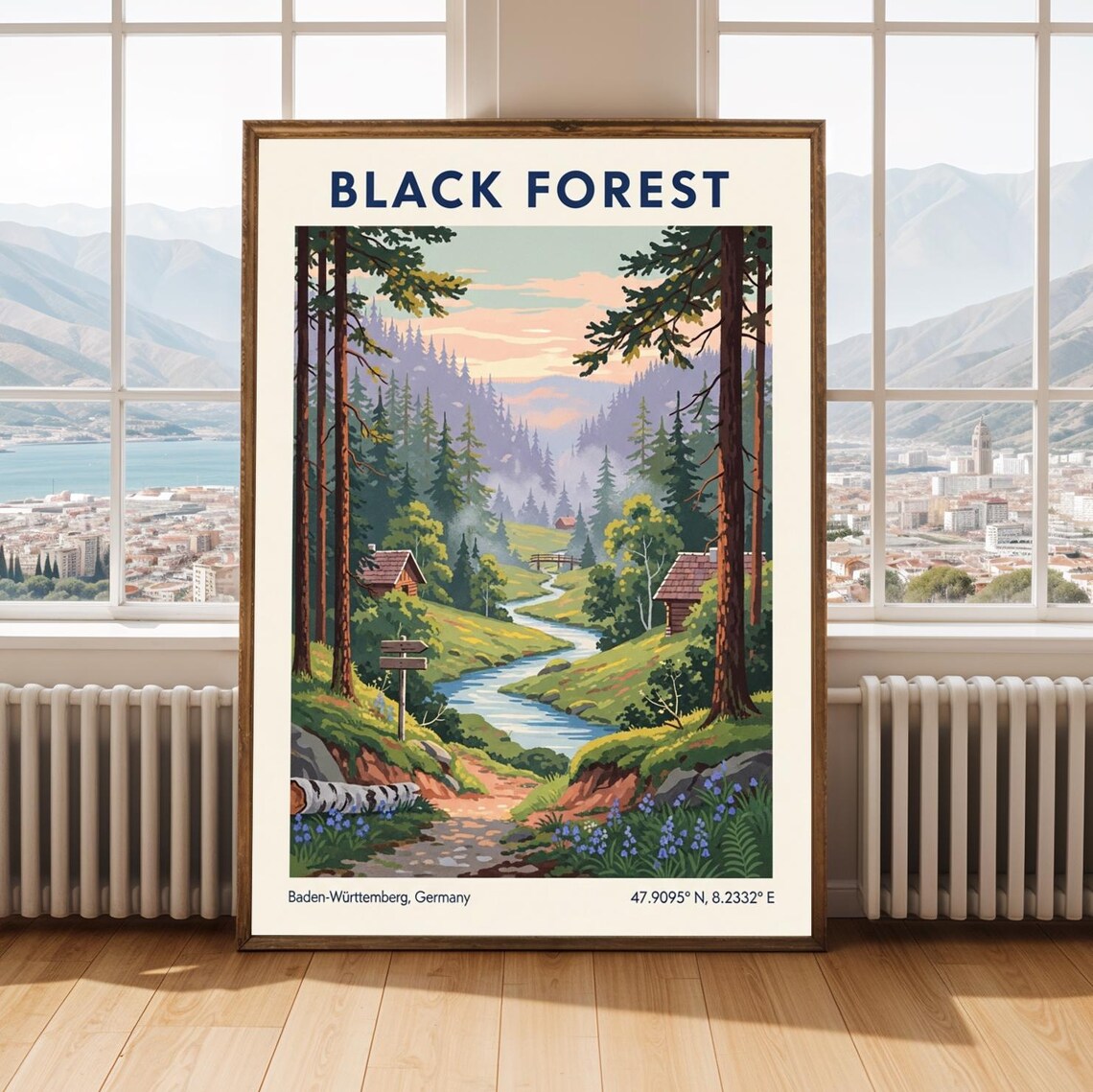 Black Forest Germany Woodland Stream Vintage Travel Poster Nature