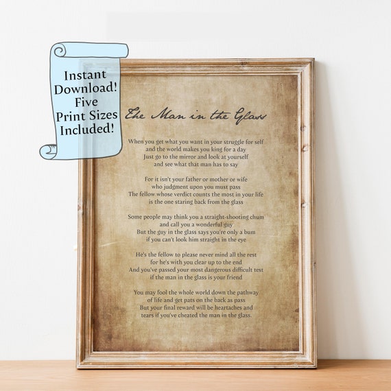 The Man In Glass by Dale Wimbrow, Poem Art Print