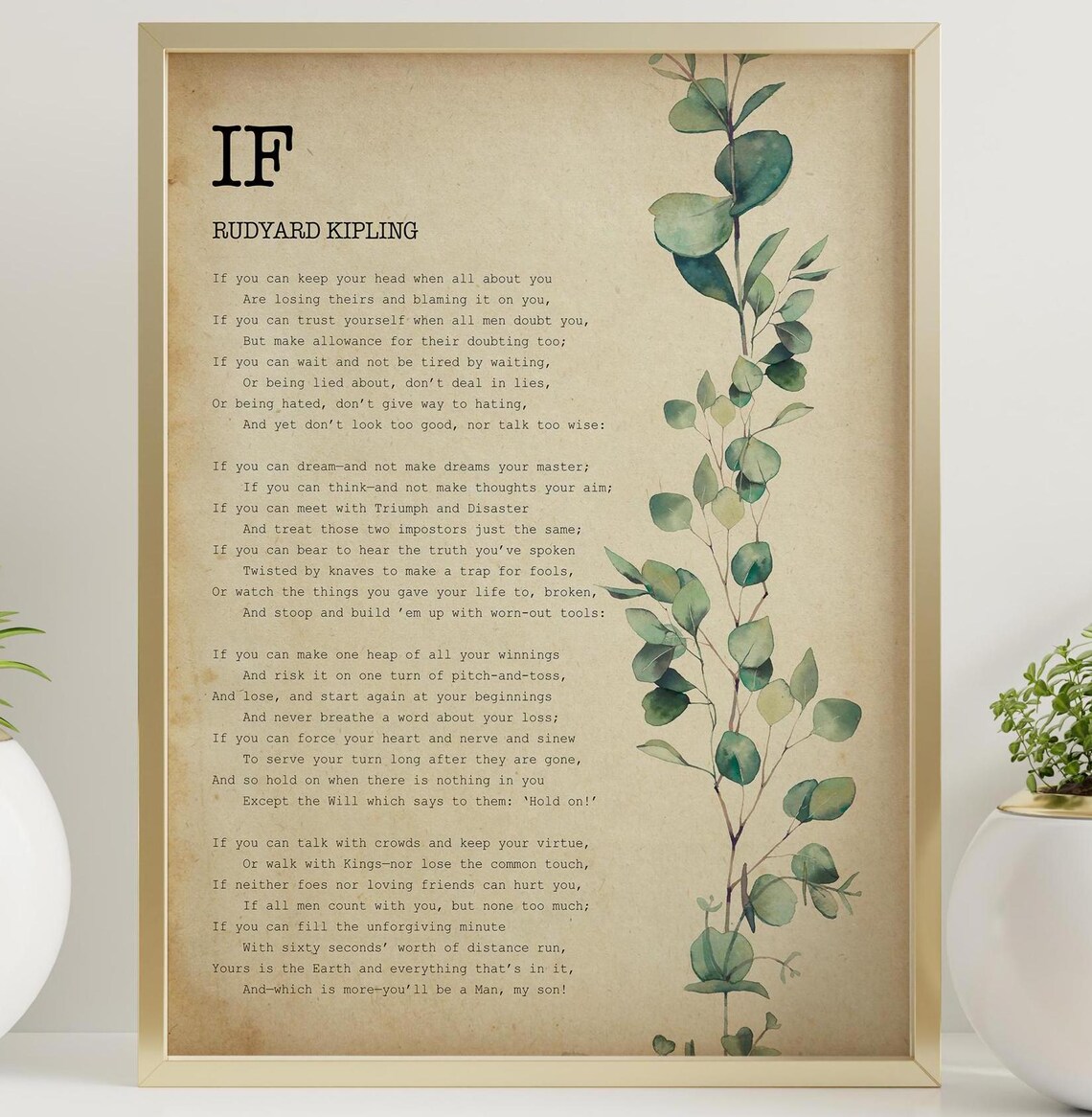 Rudyard Kipling Poem Print, Literary Wall Art