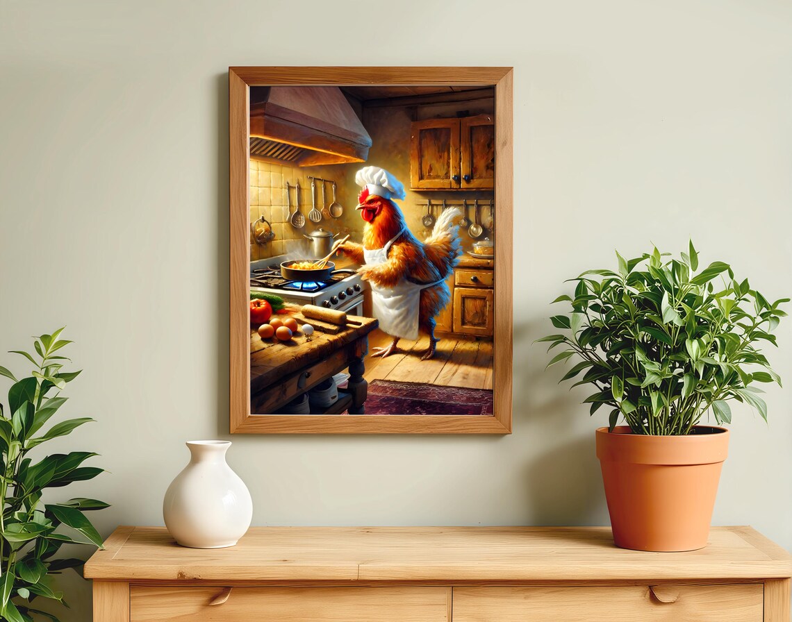 Chicken Cooking Poster Print, Animal Life