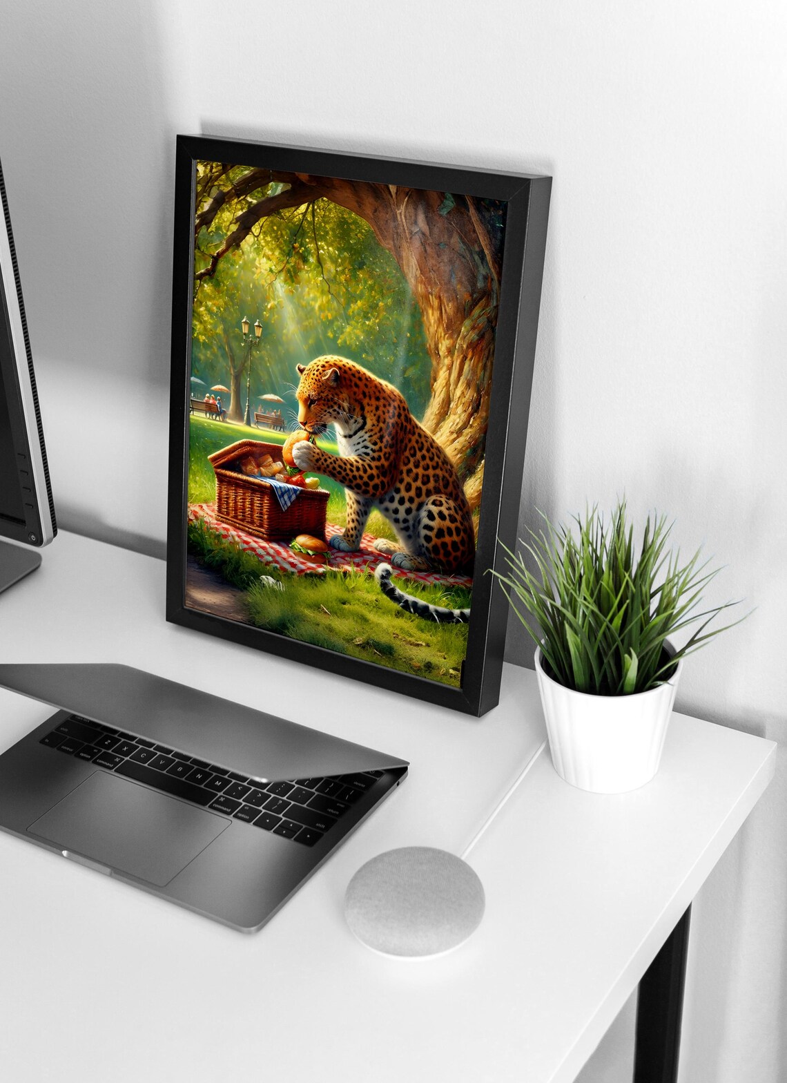 Leopard Enjoying a Sunny Picnic Under Big Trees Humor Poster - Image 4
