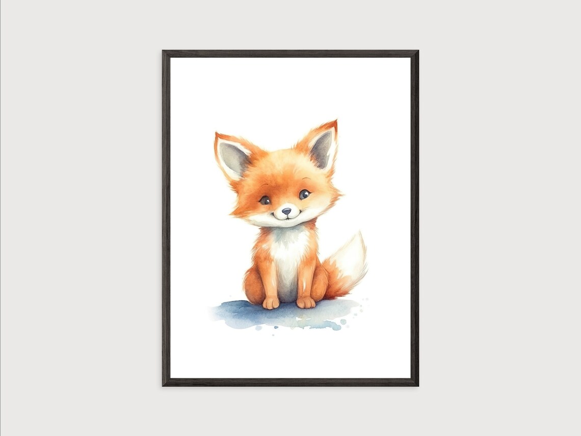 Baby Fox Watercolor Nursery Art Print - Image 2
