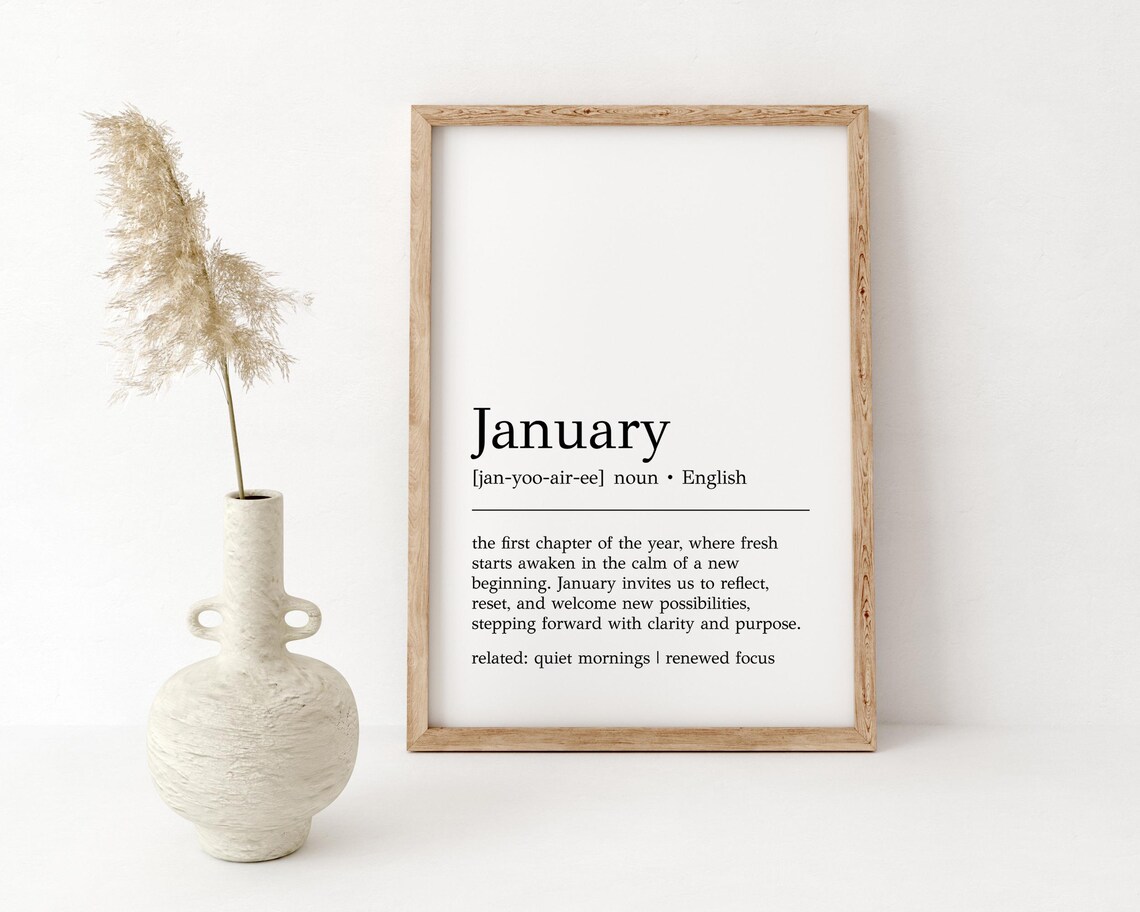 January Definition Print, Minimalist Winter Typography - Image 2