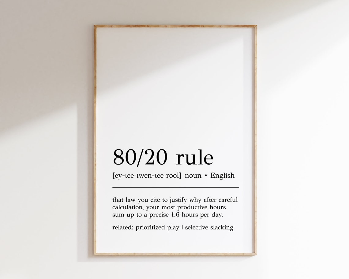 80/20 Rule Funny Office Productivity Definition Dictionary Poster