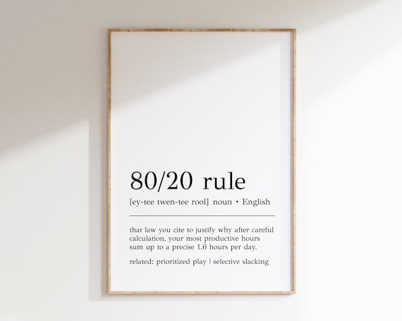 80/20 Rule Funny Office Productivity Definition Dictionary Poster