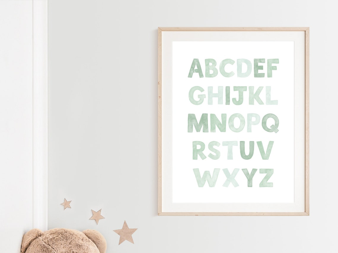 Green Alphabet Print Print Educational Poster Alphabet Poster Alphabet Art Baby Room Decor Nursery Alphabet Print - Image 2